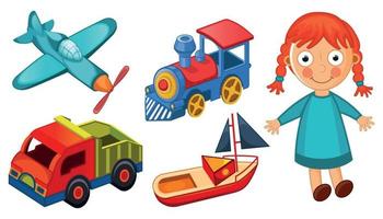 juguetes para niños en estantes de madera 2033878 Vector en Vecteezy