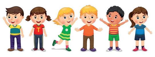 Children in different positions vector illustration