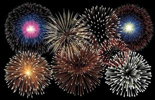 Realistic fireworks background vector