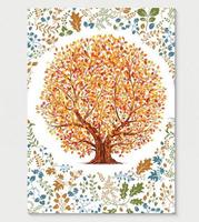 Floral brochure template with autumn tree vector illustration