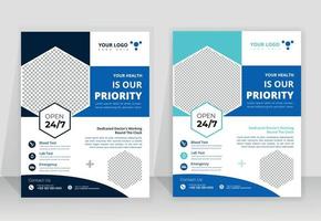 Healthcare cover a4 template design and flat icons for a report and medical brochure design, flyer, leaflets decoration for printing and presentation vector. for web banner ads. vector