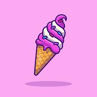 Ice Cream Cartoon Vector Icon Illustration. Dessert Food Icon Concept Isolated Premium Vector. Flat Cartoon Style