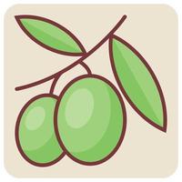 Filled color outline icon for olive. vector