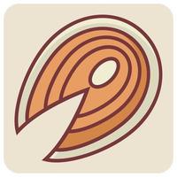 Filled color outline icon for salmon steak. vector