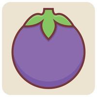 Filled color outline icon for brinjal. vector