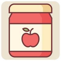 Filled color outline icon for apple jam. vector