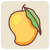 Filled color outline icon for mango. vector