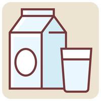 Filled color outline icon for milk pack. vector