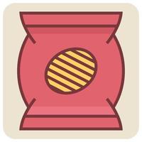 Filled color outline icon for potato chips. vector