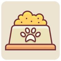 Filled color outline icon for pet food. vector