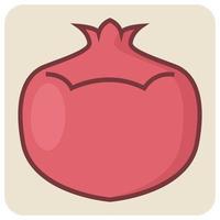 Filled color outline icon for pomegranate. vector