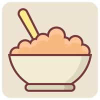 Filled color outline icon for rice bowl. vector