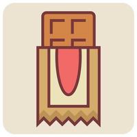 Filled color outline icon for chocolate bar. vector