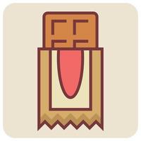 Filled color outline icon for chocolate bar. vector