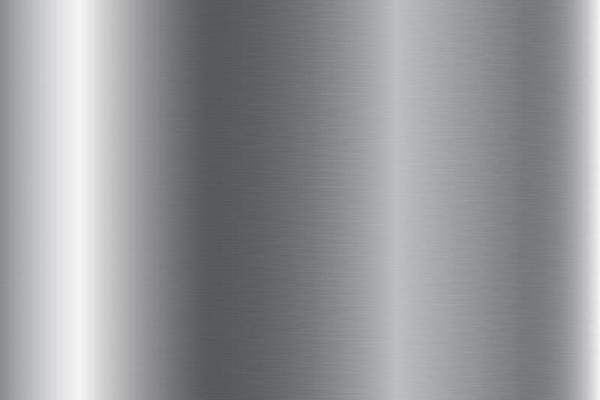 Silver foil background. Metal gradient vector shiny pattern. Chrome stainless gradation surface with reflection. Glossy grey brushed material.