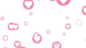 Loop flowing up hearts on white abstract valentine background video