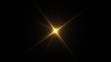 Loop center golw gold star optical flare shine light video