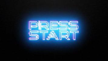 Animation text of Press Start glitch blue neon effect video