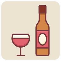 Filled color outline icon for wine bottle. vector