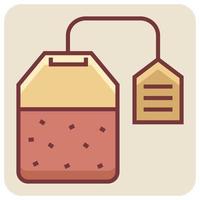 Filled color outline icon for tea bag. vector