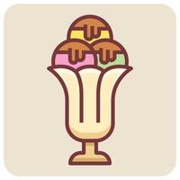 Filled color outline icon for ice cream cup. vector