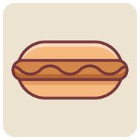 Filled color outline icon for sausage. vector