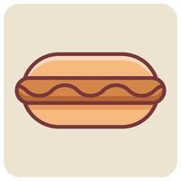 Filled color outline icon for sausage. vector