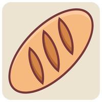 Filled color outline icon for bread loaf. vector