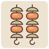 Filled color outline icon for barbecue. vector