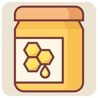 Filled color outline icon for honey jar. vector