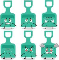 Sand shovel cartoon character with various angry expressions vector