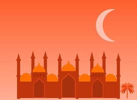 mosque and crescent moon template vector