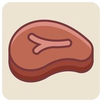 Filled color outline icon for beef. vector