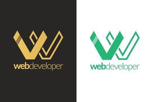 web desarrollador letra w logo vector