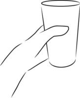 Hand holding a glass, vector. Hand drawn sketch. vector