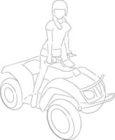 Woman on a quad bike, vector. Hand drawn sketch. vector