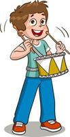 boy playing snare drum cartoon vector