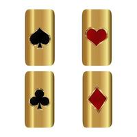 A set of casino card suits on a golden background with diamonds. vector