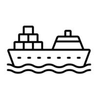 icono de vector de barco de carga