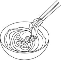 fideos arte lineal ilustración vector