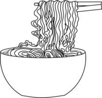 fideos arte lineal ilustración vector