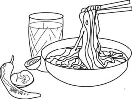 fideos arte lineal ilustración vector