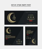 Set of Iftar Party invitation, Iftar mean is breakfasting. social media template with islamic background design vector