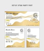 Set of Iftar Party invitation, Iftar mean is breakfasting. social media template with islamic background design vector