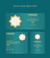 Set of Iftar Party invitation, Iftar mean is breakfasting. social media template with islamic background design vector