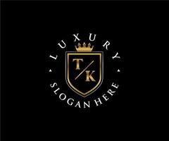 Initial TK Letter Royal Luxury Logo template in vector art for Restaurant, Royalty, Boutique, Cafe, Hotel, Heraldic, Jewelry, Fashion and other vector illustration.