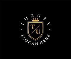 Initial TU Letter Royal Luxury Logo template in vector art for Restaurant, Royalty, Boutique, Cafe, Hotel, Heraldic, Jewelry, Fashion and other vector illustration.