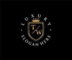 Initial TW Letter Royal Luxury Logo template in vector art for Restaurant, Royalty, Boutique, Cafe, Hotel, Heraldic, Jewelry, Fashion and other vector illustration.