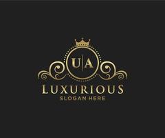 Initial UA Letter Royal Luxury Logo template in vector art for Restaurant, Royalty, Boutique, Cafe, Hotel, Heraldic, Jewelry, Fashion and other vector illustration.