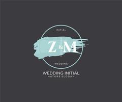 Initial ZM Letter Beauty vector initial logo, handwriting logo of initial signature, wedding, fashion, jewerly, boutique, floral and botanical with creative template for any company or business.